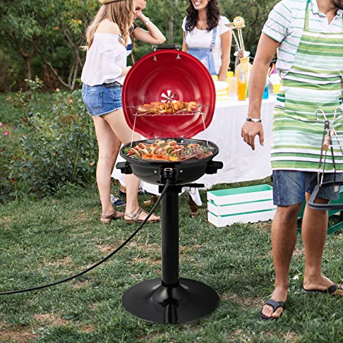 1600W Portable Outdoor BBQ Grill with Warming Rack - HAPPYGRILL 15-Serving Barbecue